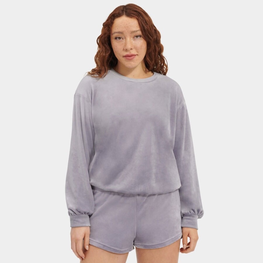 UGG Shanara Velour Fleece Lounge Sweatshirt dusty Purple Gray size M